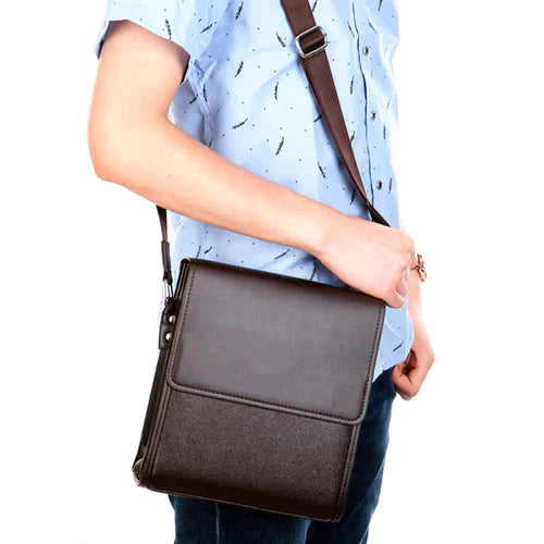 Bolsa Mensageiro Masculina Em Couro Vintage - Milano Vertical