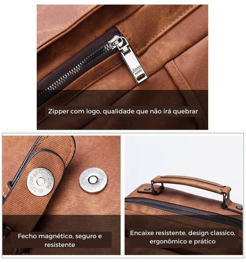 Mochila JEEP de Couro com Bolsos - Elegant